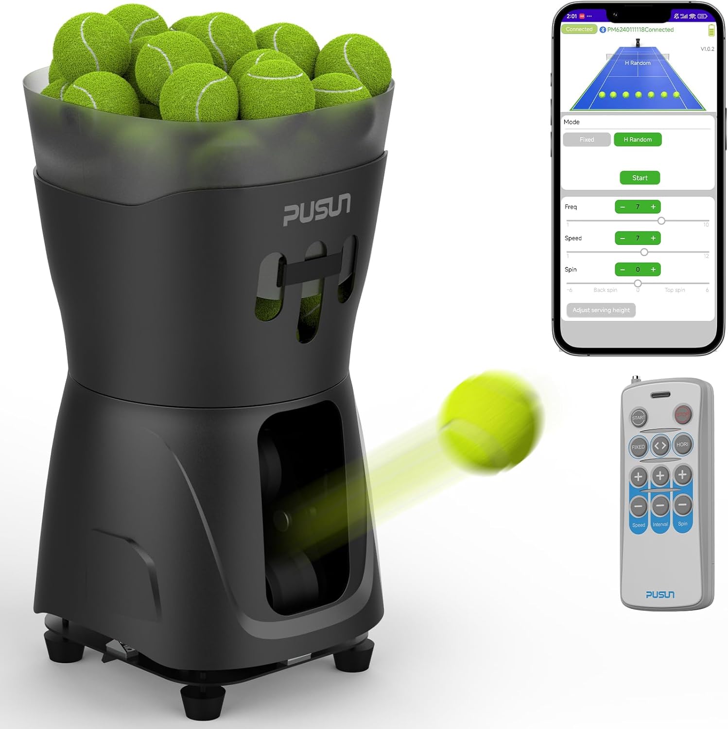 Pusun PT-MINI Pro Tennis & Padel Ball Machine
